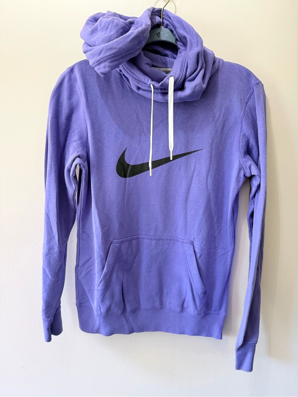 Nike Cowl Funnel Neck Hoodie Purple Center Swoosh Check Logo Athletic Women’s S